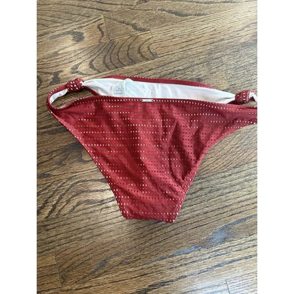 Abercrombie & Fitch Side Knot Bikini Bottom Burgundy Size Medium - Picture 2 of 5